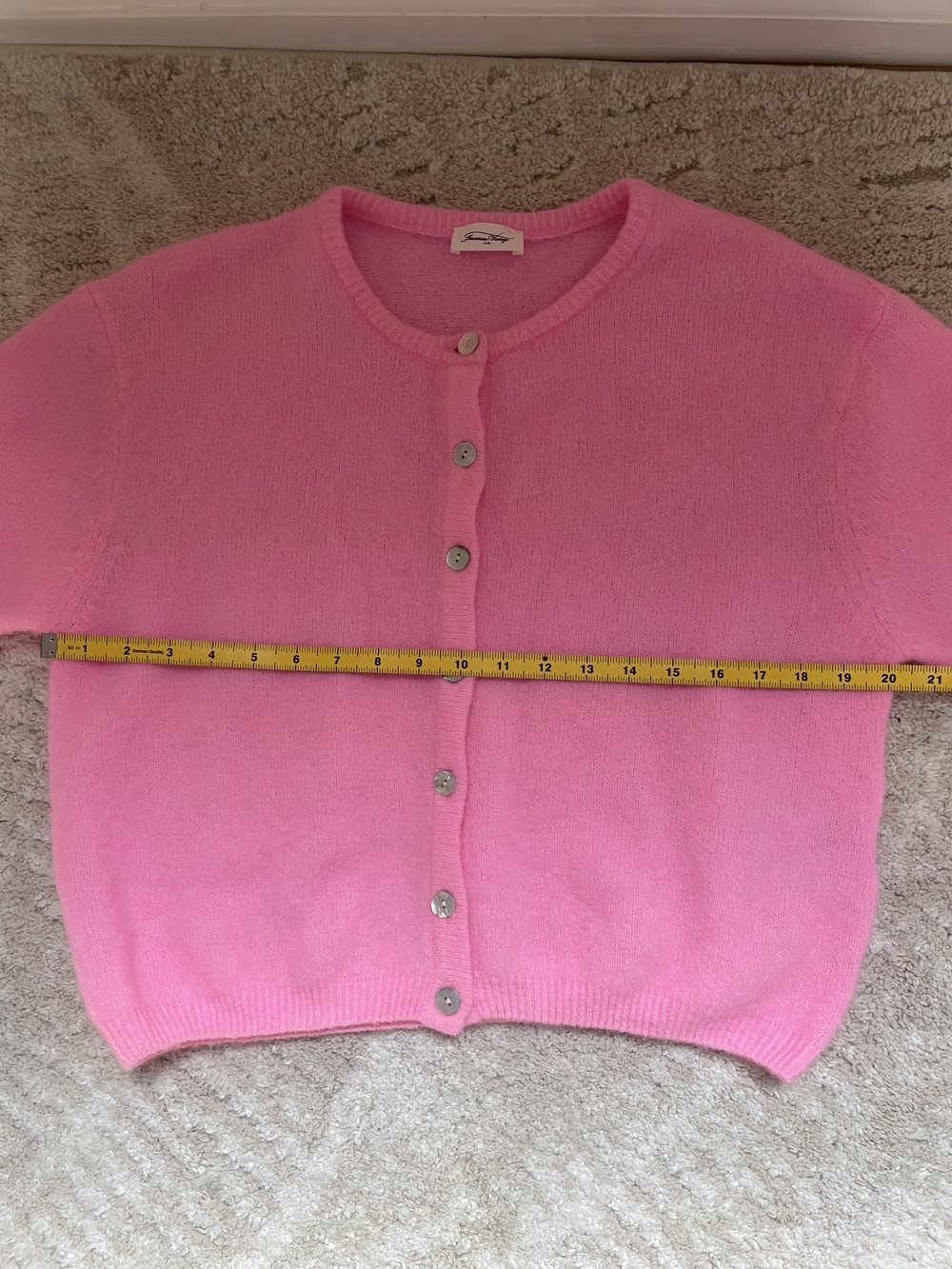 American Vintage Soft Pink Crewneck Button Cardigan Size S - Picture 11 of 14